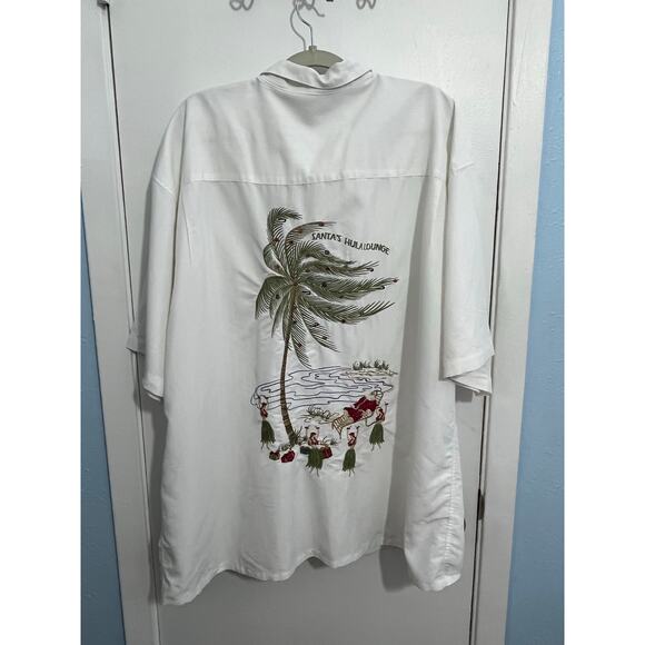 Bamboo Cay Christmas Shirt XXL Embroidered Santa's Hula Lounge Hula Girl - Picture 4 of 7